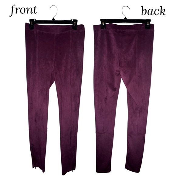 EXPRESS Burgundy Faux Suede Ankle Zip Legging Eggplant Wine Stretch Pant Wmns M - Picture 6 of 15